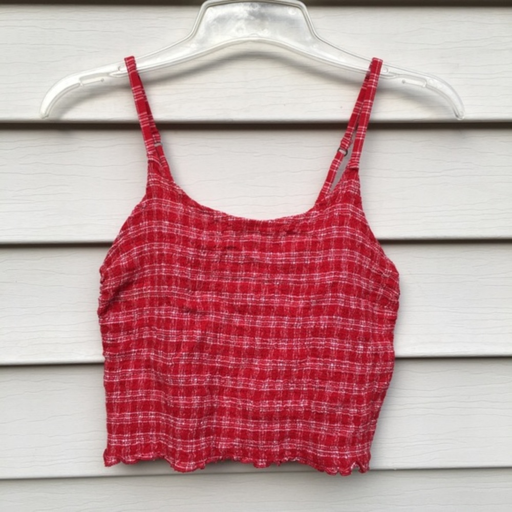Hollister Red & white Crop Top Sz Large